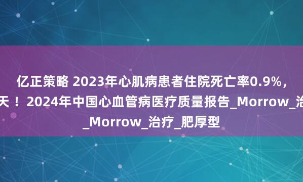 亿正策略 2023年心肌病患者住院死亡率0.9%，中位住院7天 ！2024年中国心血管病医疗质量报告_Morrow_治疗_肥厚型