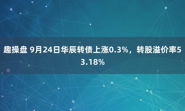 趣操盘 9月24日华辰转债上涨0.3%，转股溢价率53.18%