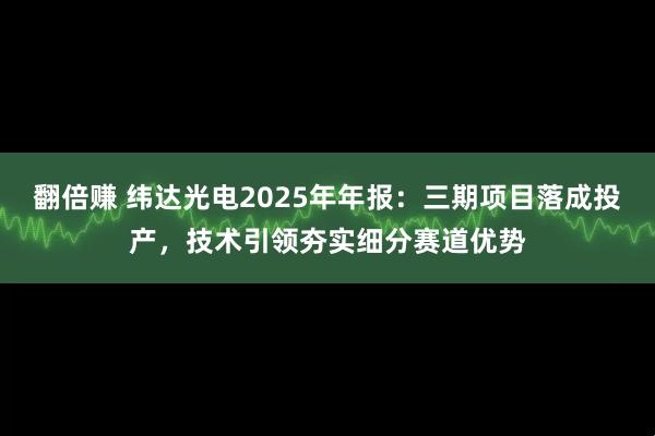 翻倍赚 纬达光电2025年年报:三期项目落成投产,技术引领夯实细分赛道优势